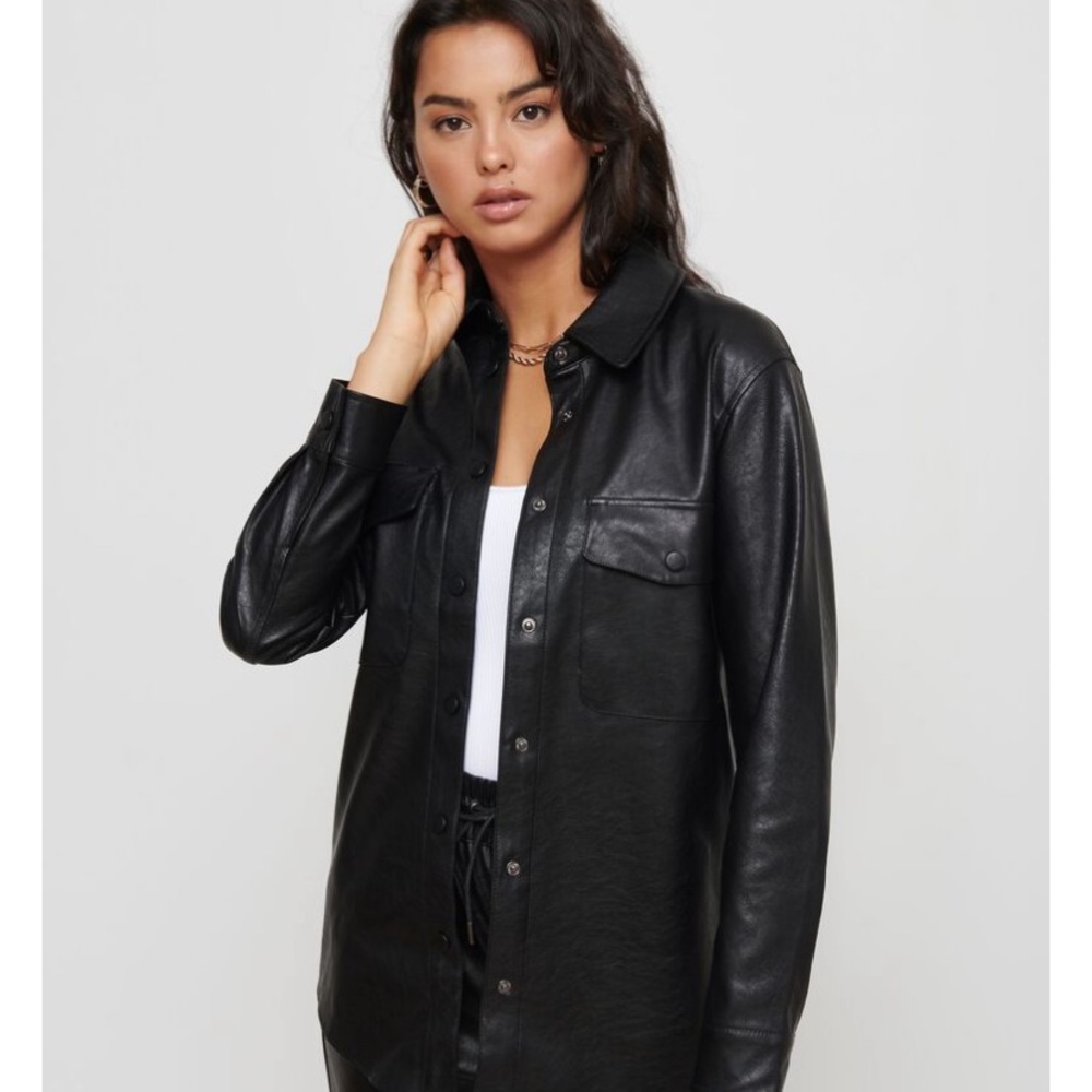 Dynamite faux leather button up